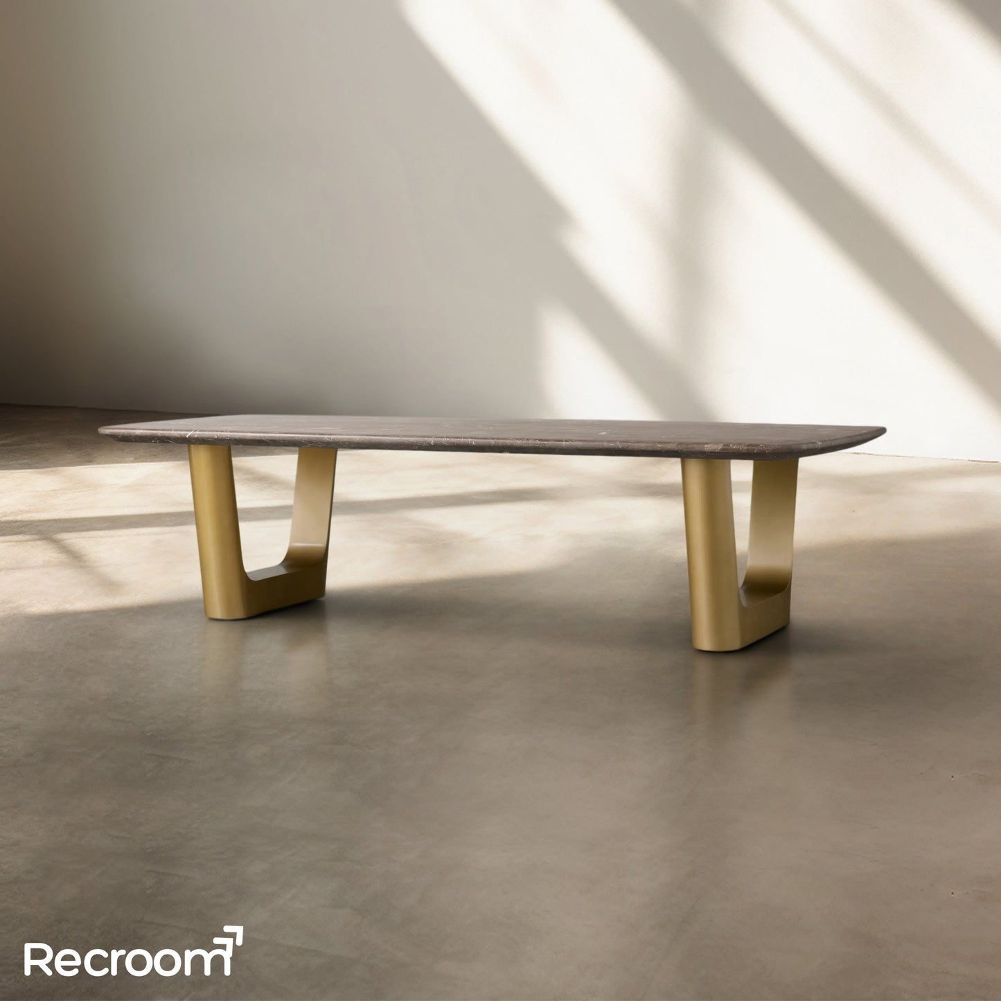 San Germani 72" Stone Coffee Table with Rennes Base in Espresso