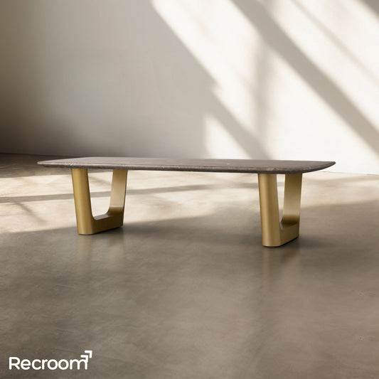 San Germani 72" Stone Coffee Table with Rennes Base in Espresso