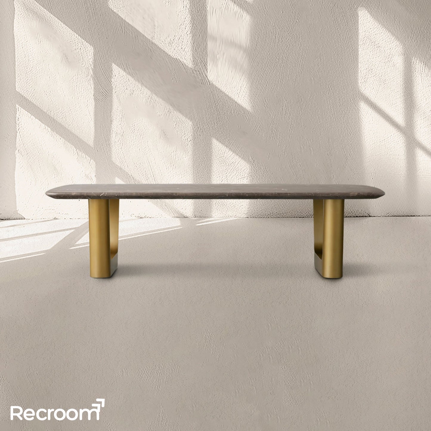 San Germani 72" Stone Coffee Table with Rennes Base in Espresso