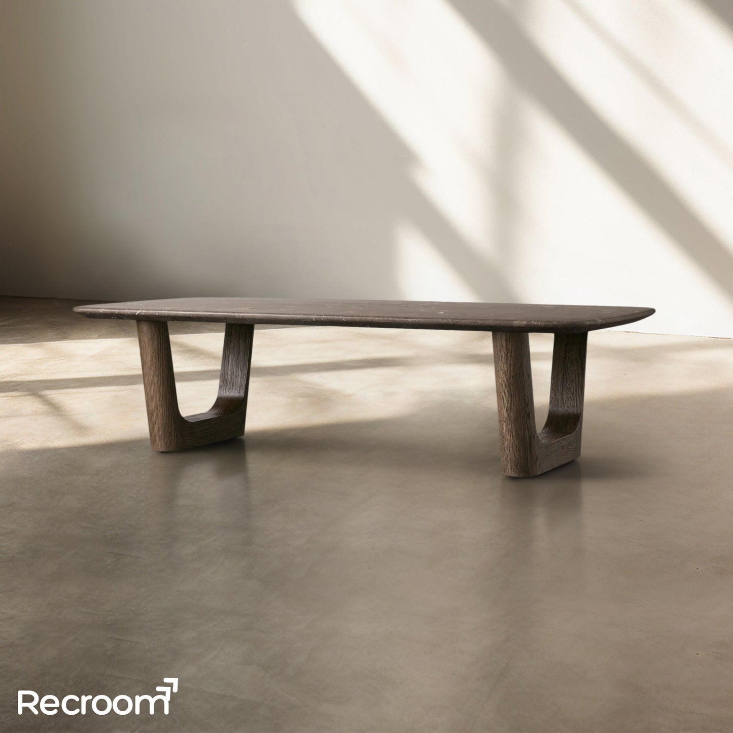 San Germani 72" Stone Coffee Table with Rennes Base in Espresso