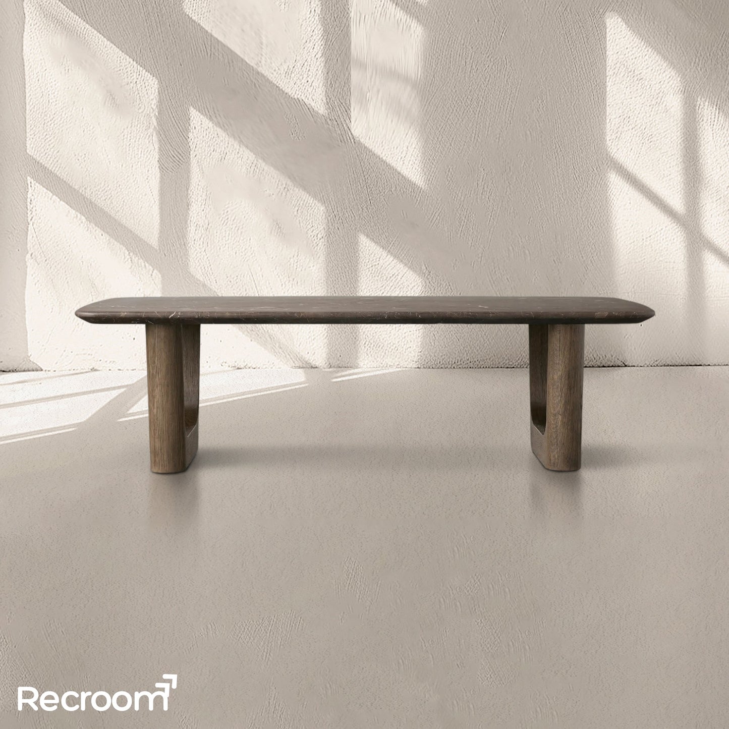 San Germani 72" Stone Coffee Table with Rennes Base in Espresso