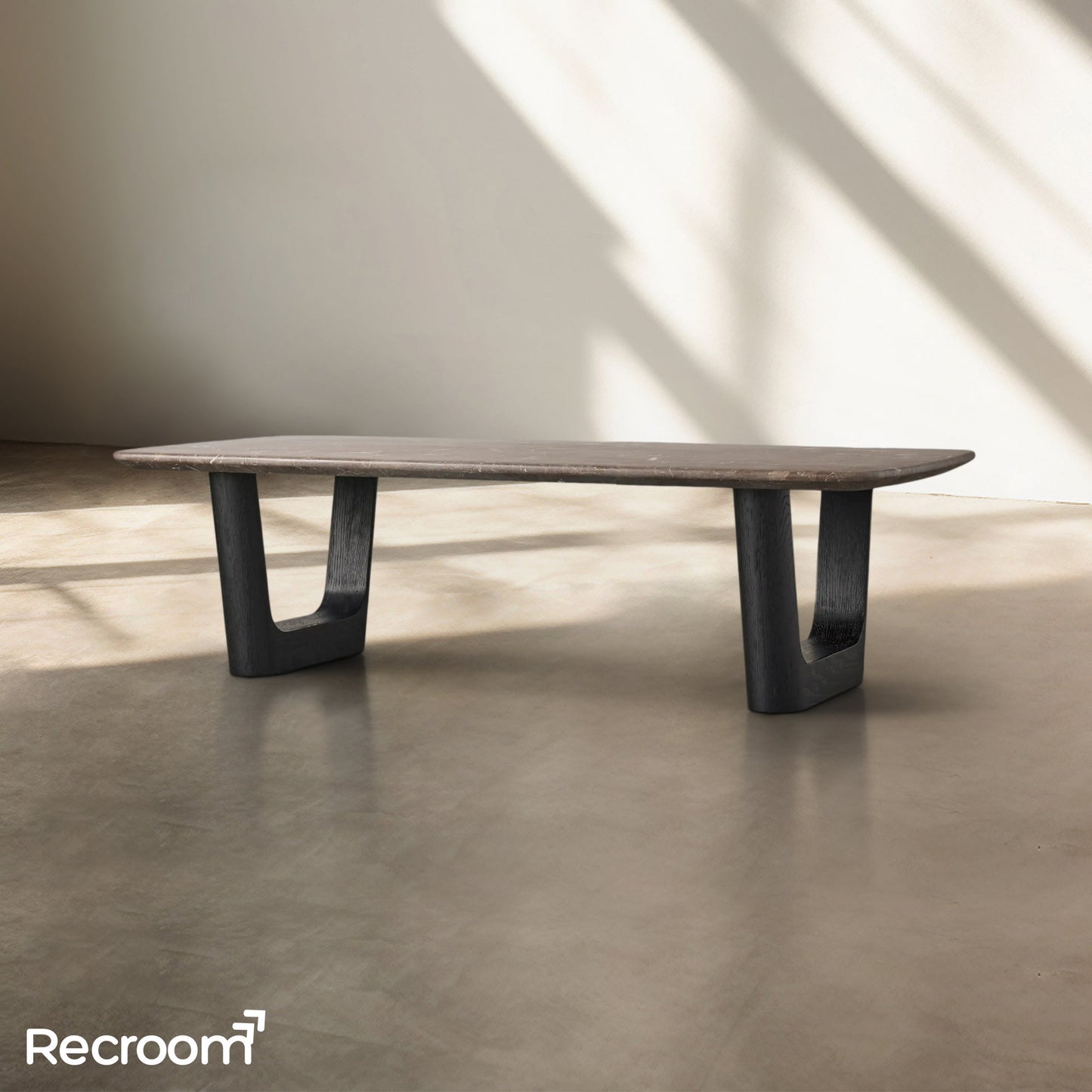 San Germani 72" Stone Coffee Table with Rennes Base in Espresso