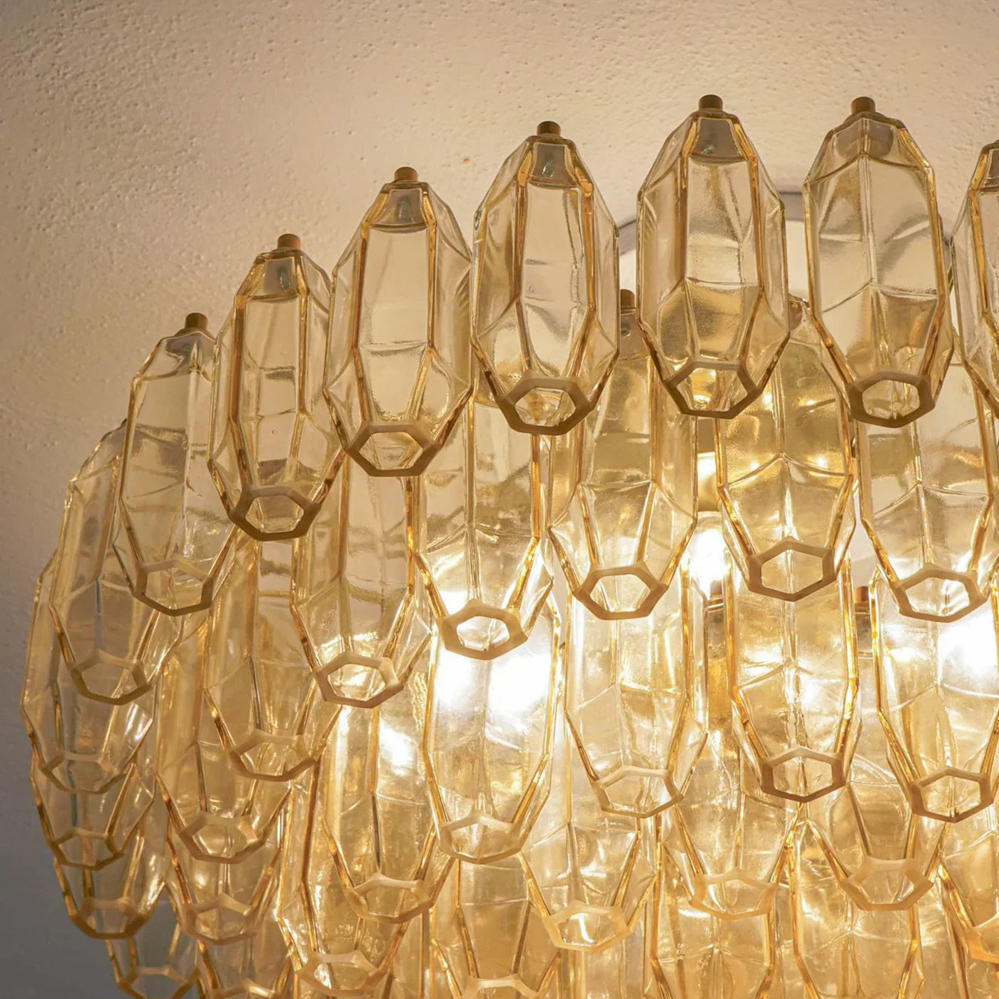 Prismatico 91 Elements Amber Compact Glass Chandelier 25"