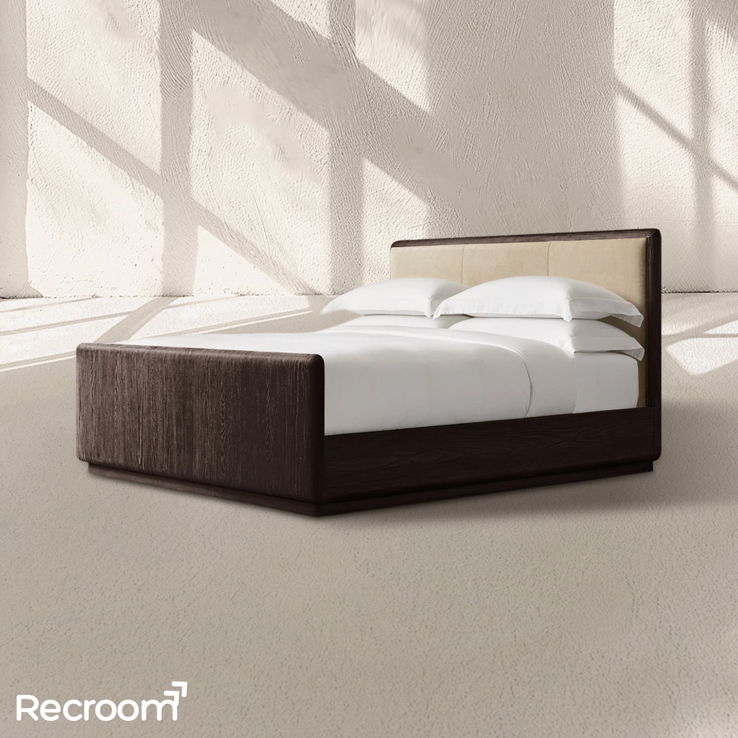 Cira Leather Panel Bed with Footboard
