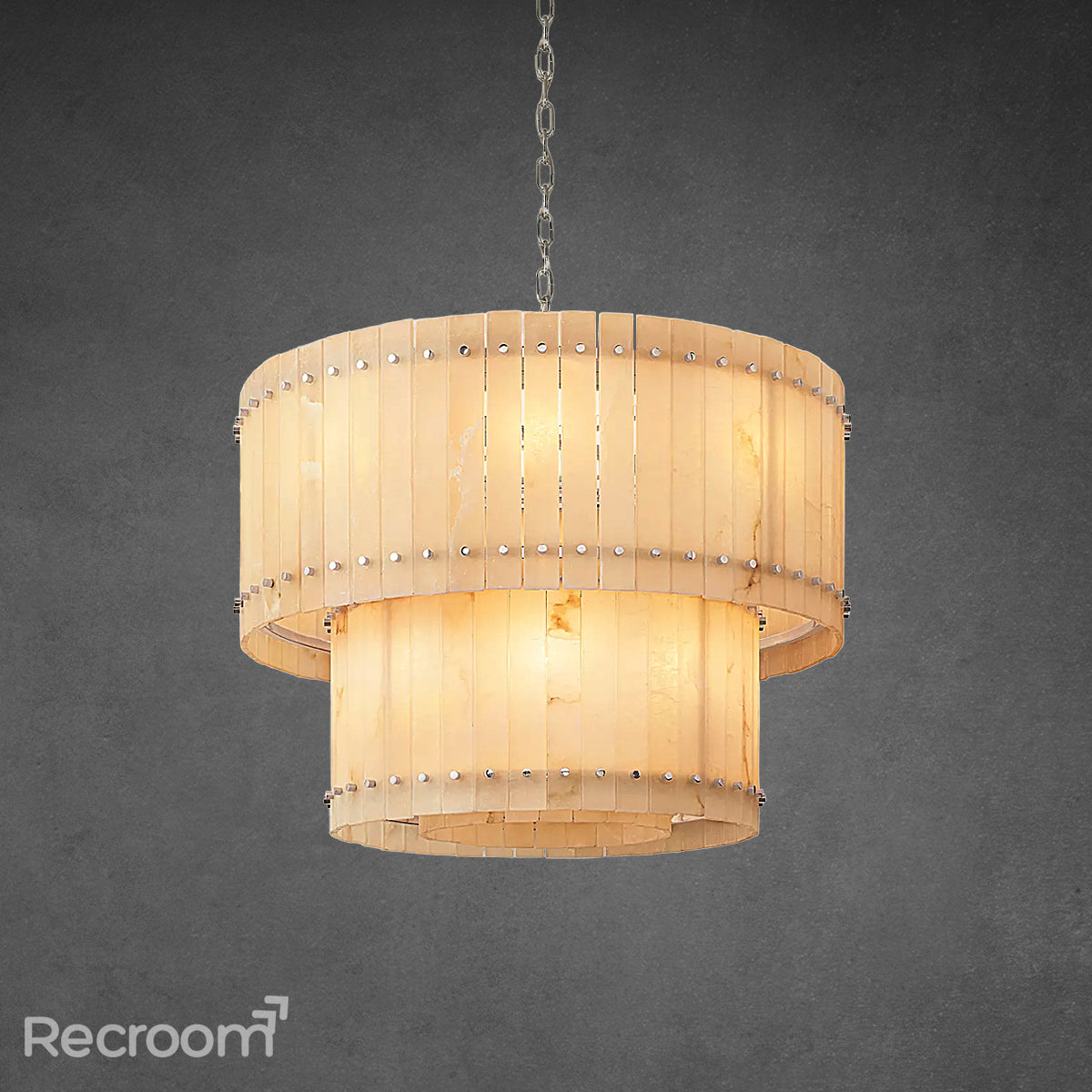 San Marconer Alabaster Round Tiered Chandelier 48"