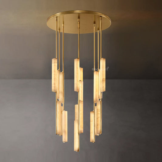 Auduben Alabaster Round Chandelier 40"
