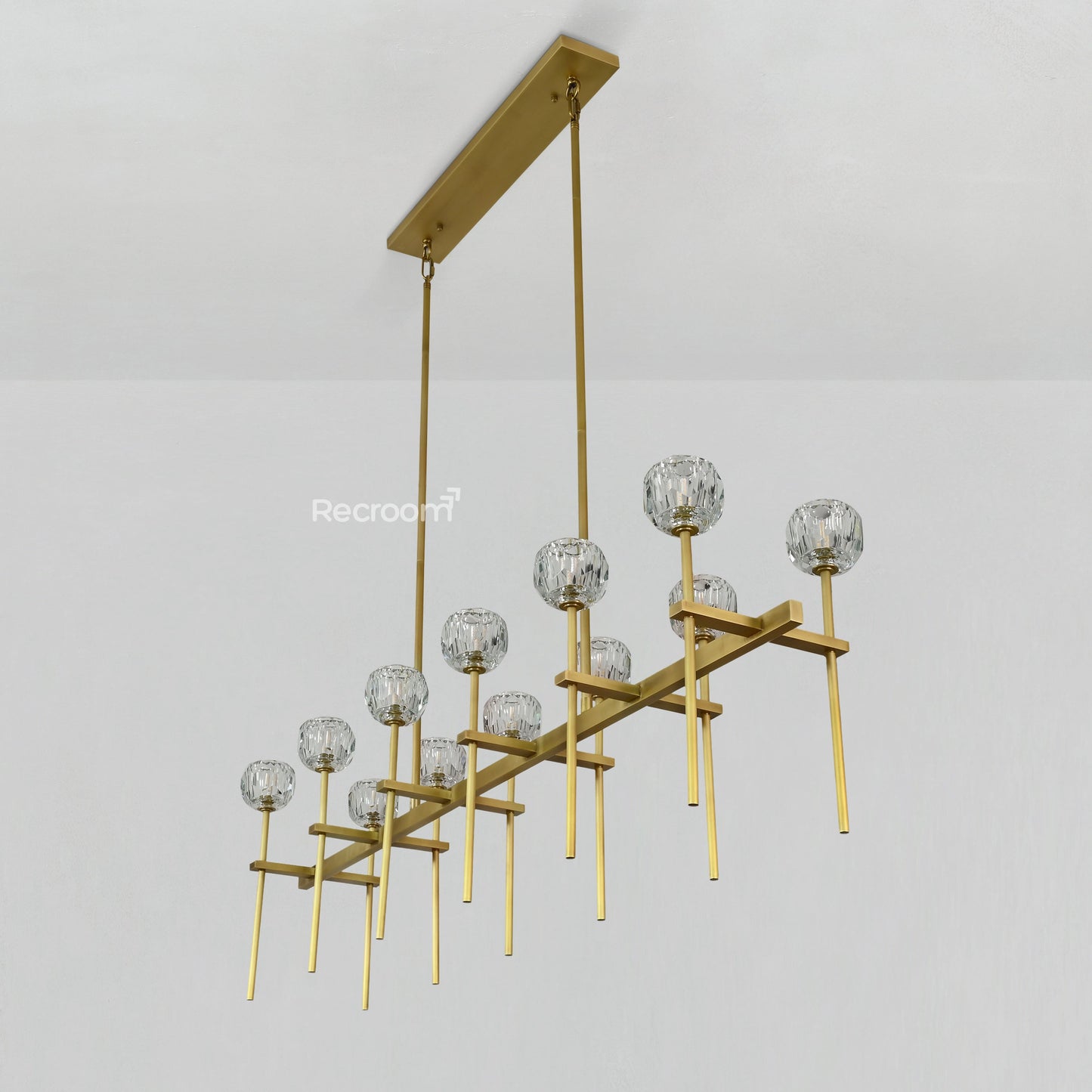 Boulew Crystal Glass Double Linear Chandelier 60"