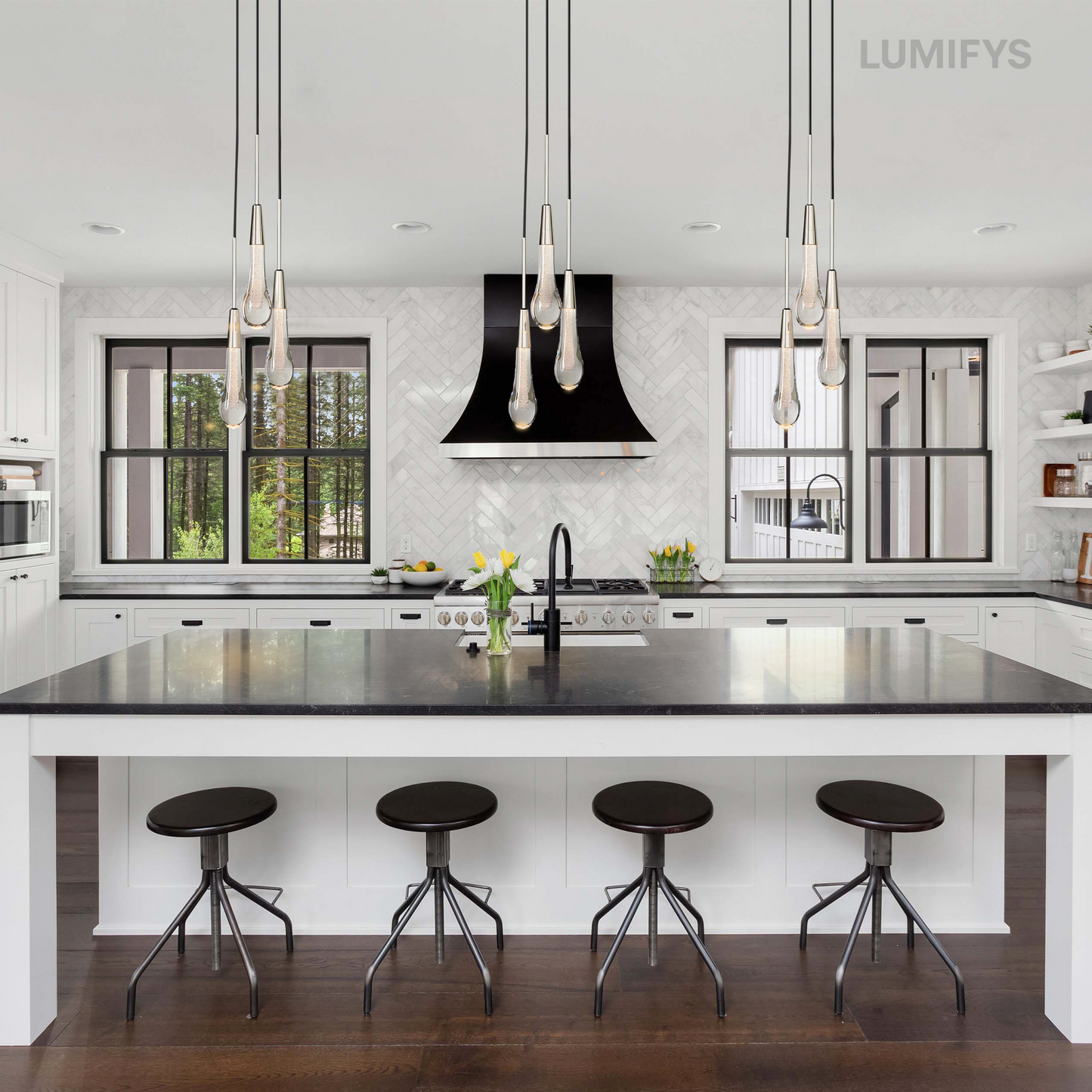 Solitaire Cluster Crystal Pendant 3 Light 5 Light 7Light