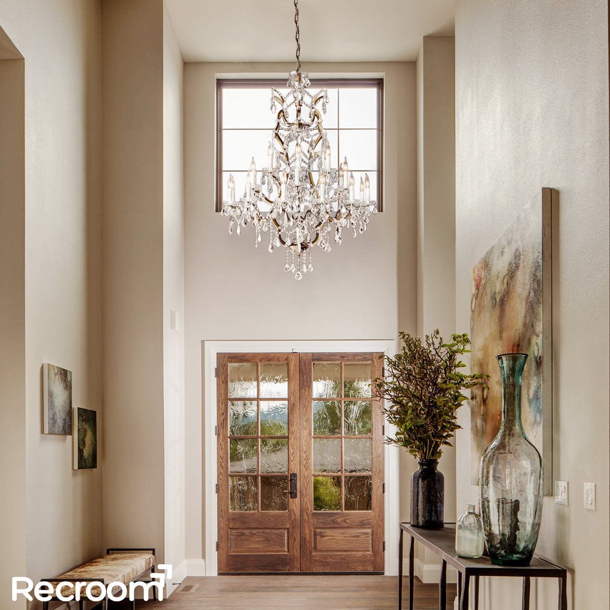 Rococonut Crystal Outdoor Chandelier 40”