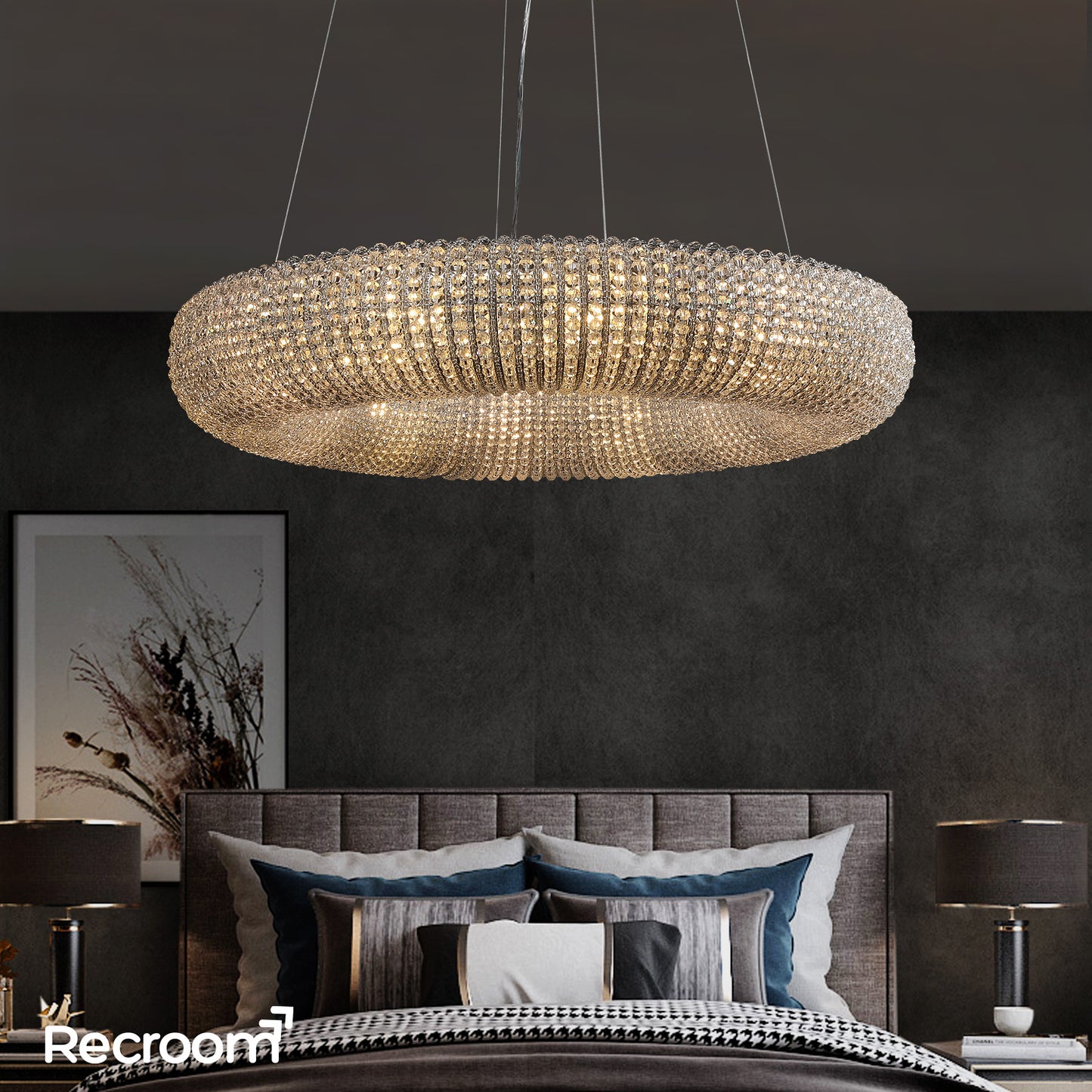 Cristal Hallo Round LED Chandelier 41"