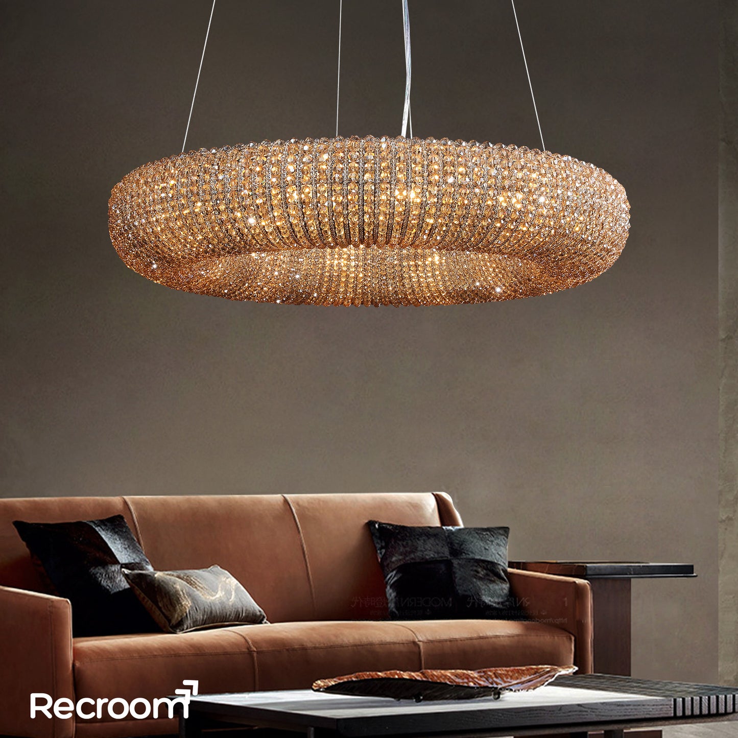 Cristal Hallo Round LED Chandelier 41"