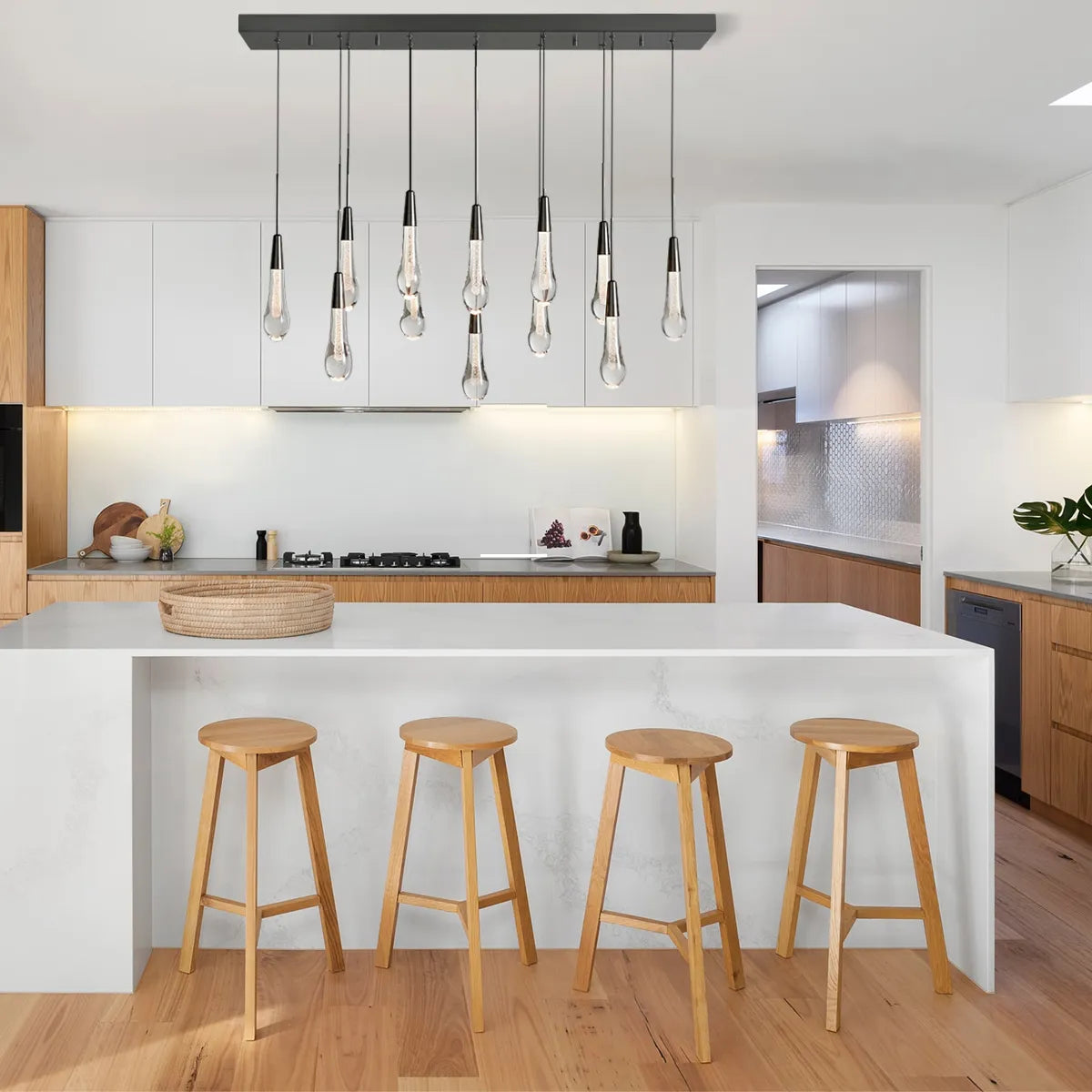 Solitaire Crystal Linear Chandelier 37" 50" 60'' 70" 87" 120''W