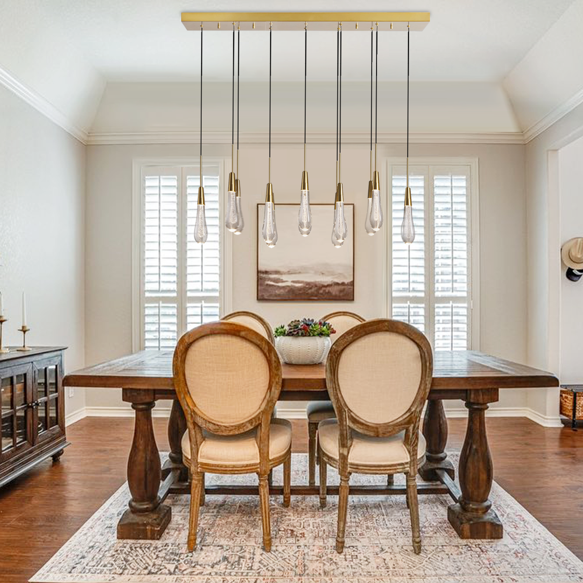 Solitaire Crystal Linear Chandelier 37" 50" 60'' 70" 87" 120''W