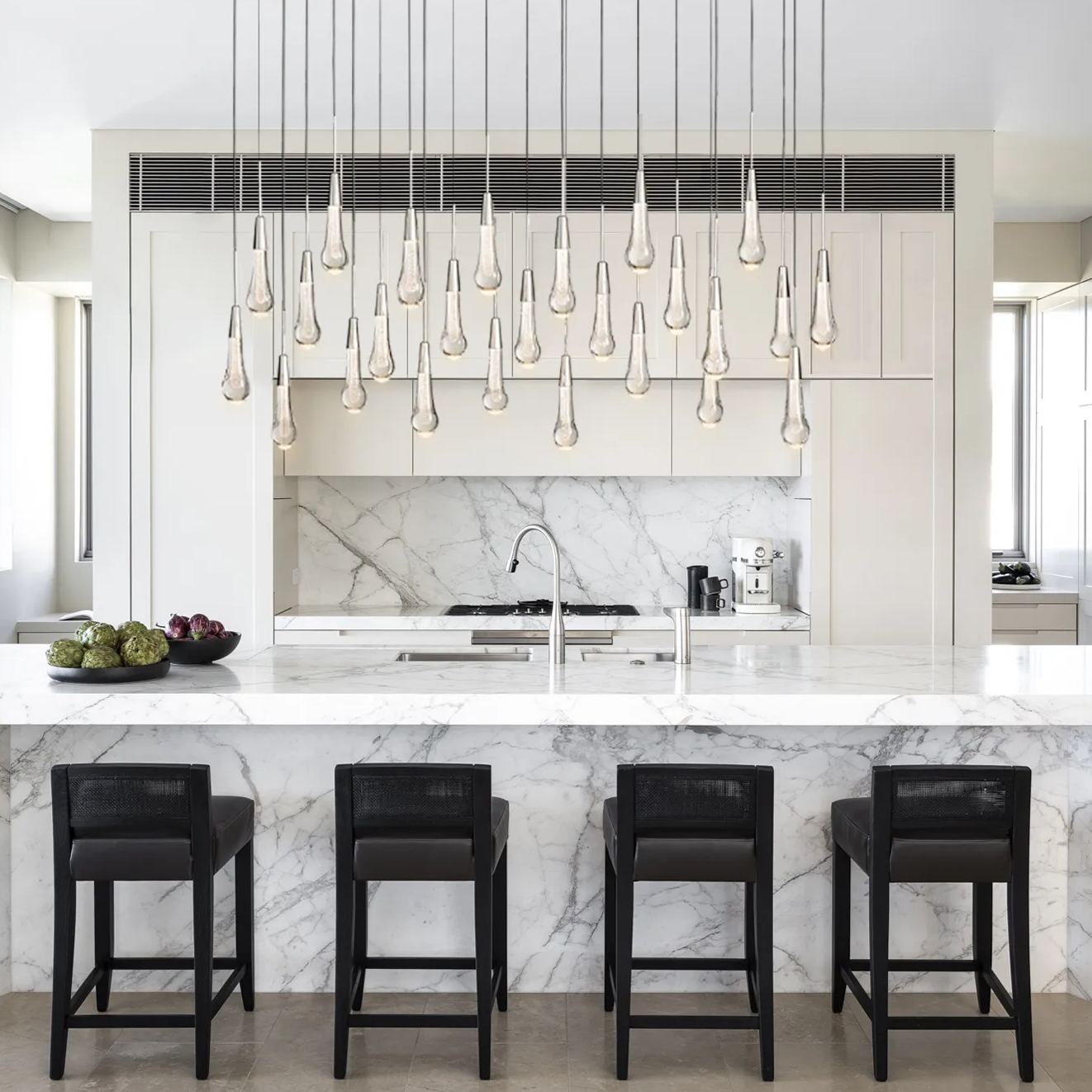 Solitaire Crystal Linear Chandelier 37" 50" 60'' 70" 87" 120''W