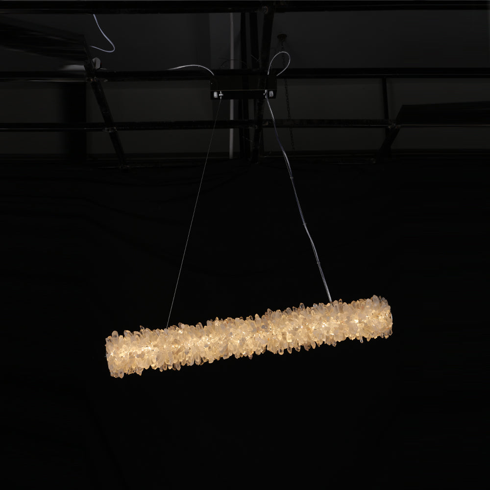 Cervine Linear Geode Quartz Crystal Pendant Light