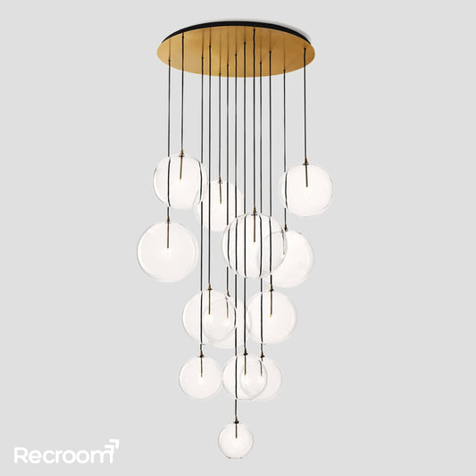 Glass Global Mobile Cluster Chandelier 44"