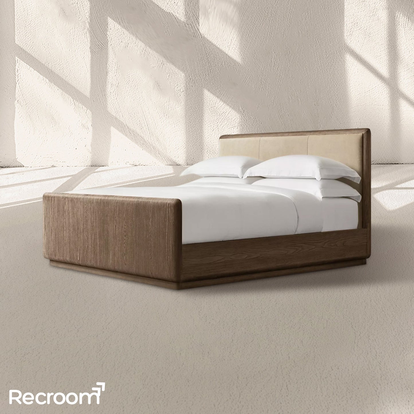 Cira Leather Panel Bed with Footboard