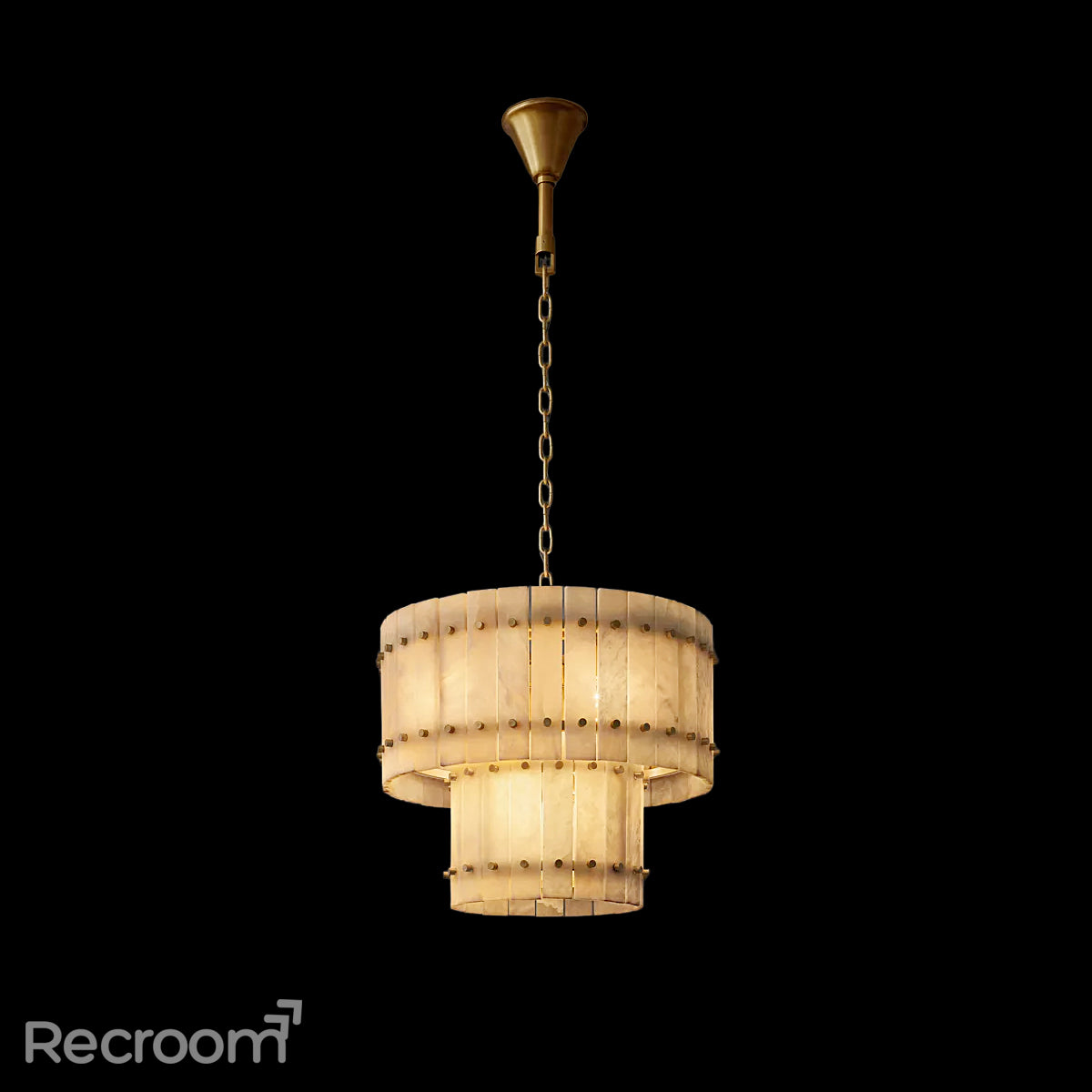 San Marconer Alabaster Round Tiered Chandelier 22"