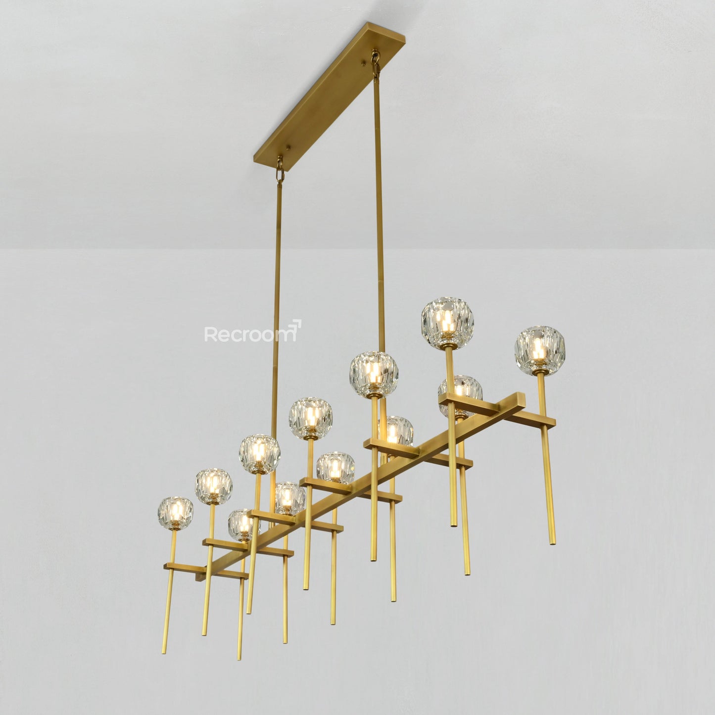 Boulew Crystal Glass Double Linear Chandelier 60"