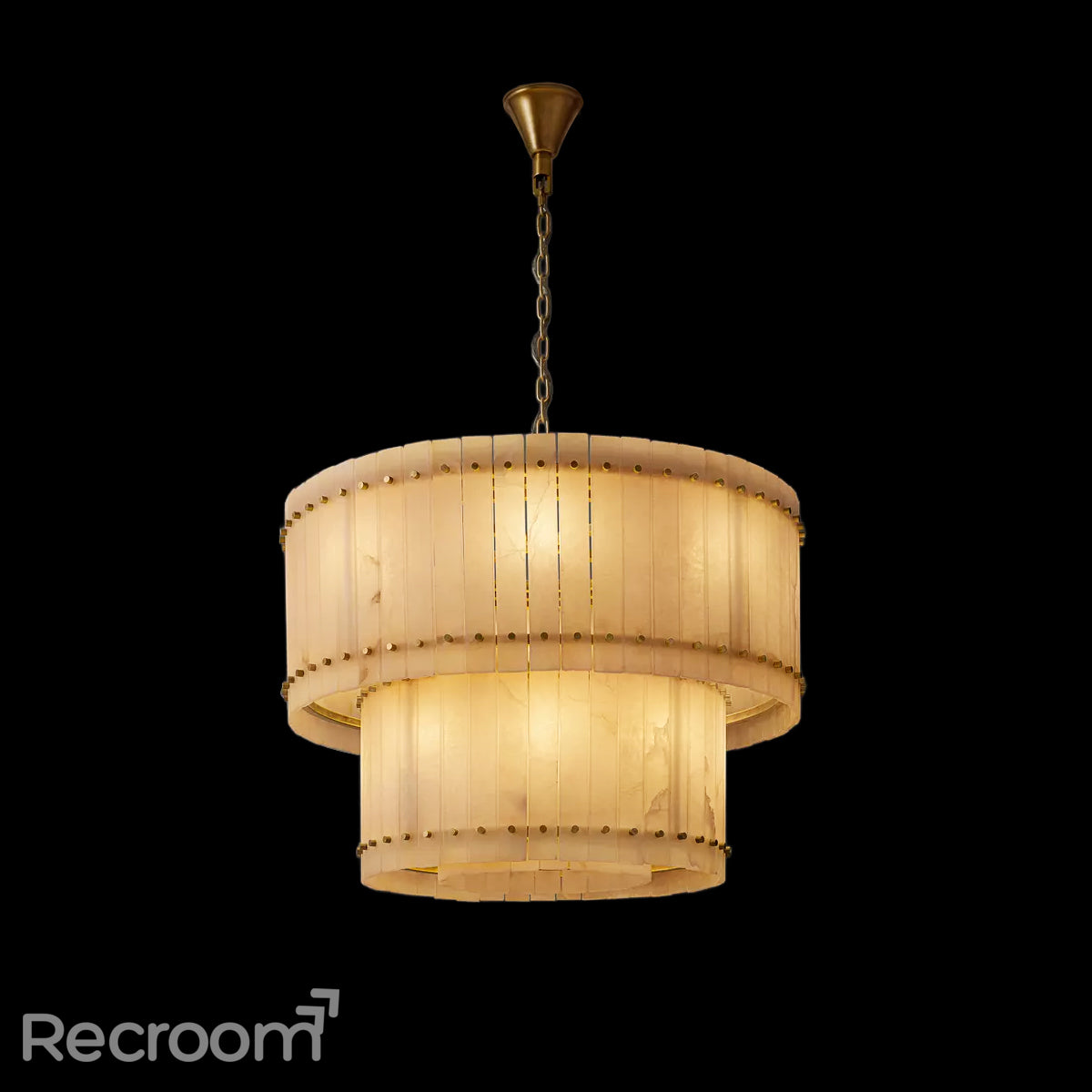 San Marconer Alabaster Round Tiered Chandelier 37"