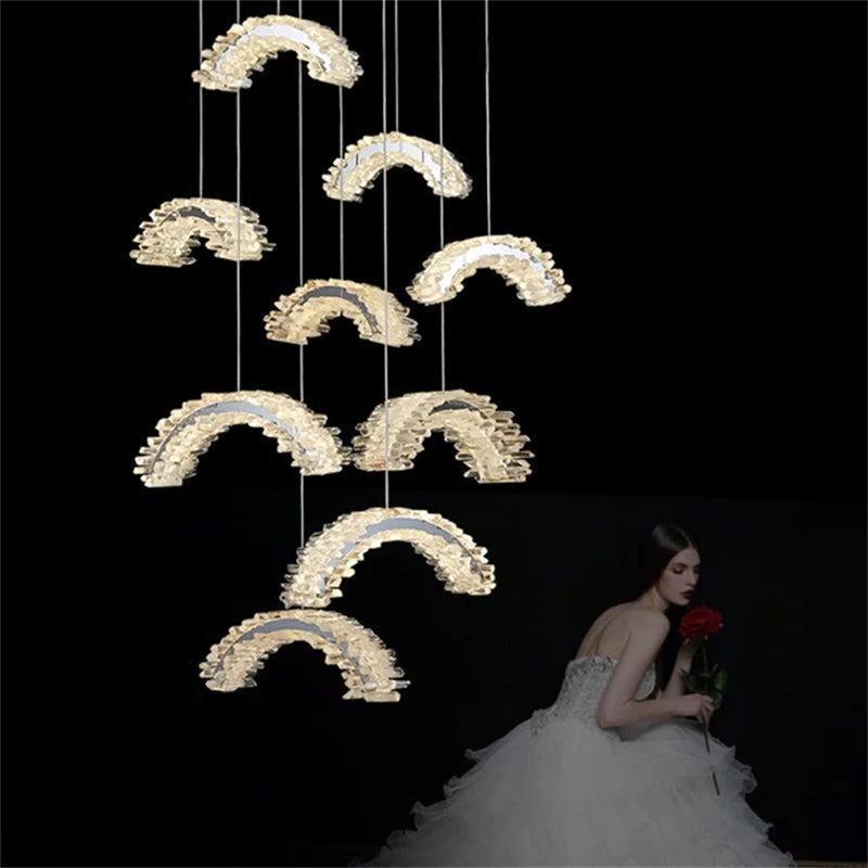 Cervine Rock Crystal Staircase Chandelier