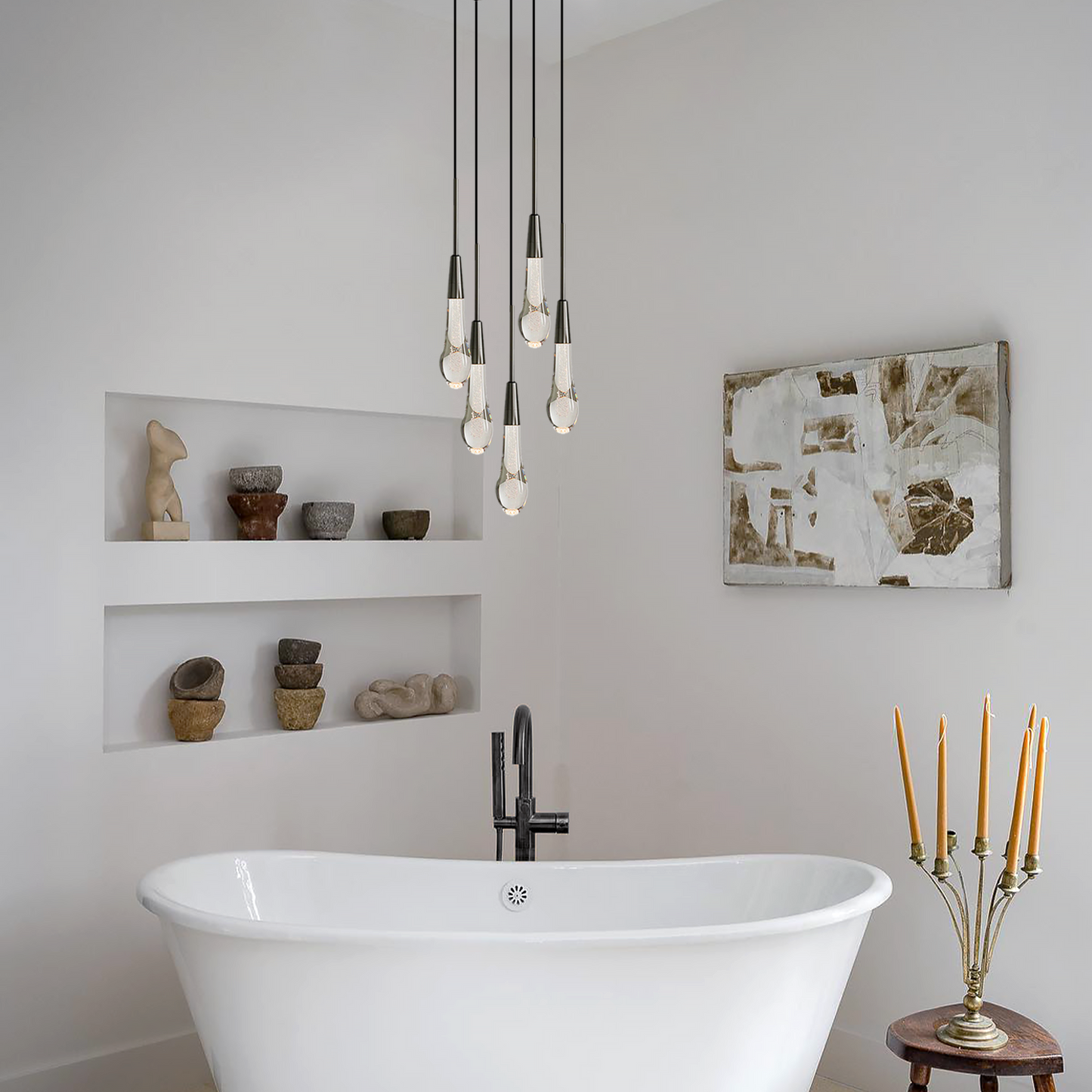 Solitaire Cluster Crystal Pendant 3 Light 5 Light 7Light