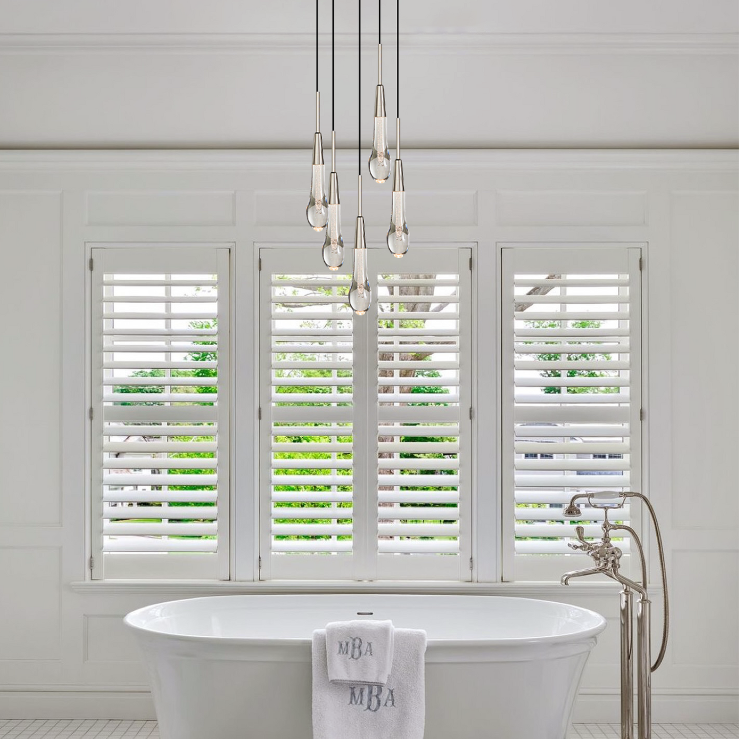 Solitaire Cluster Crystal Pendant 3 Light 5 Light 7Light