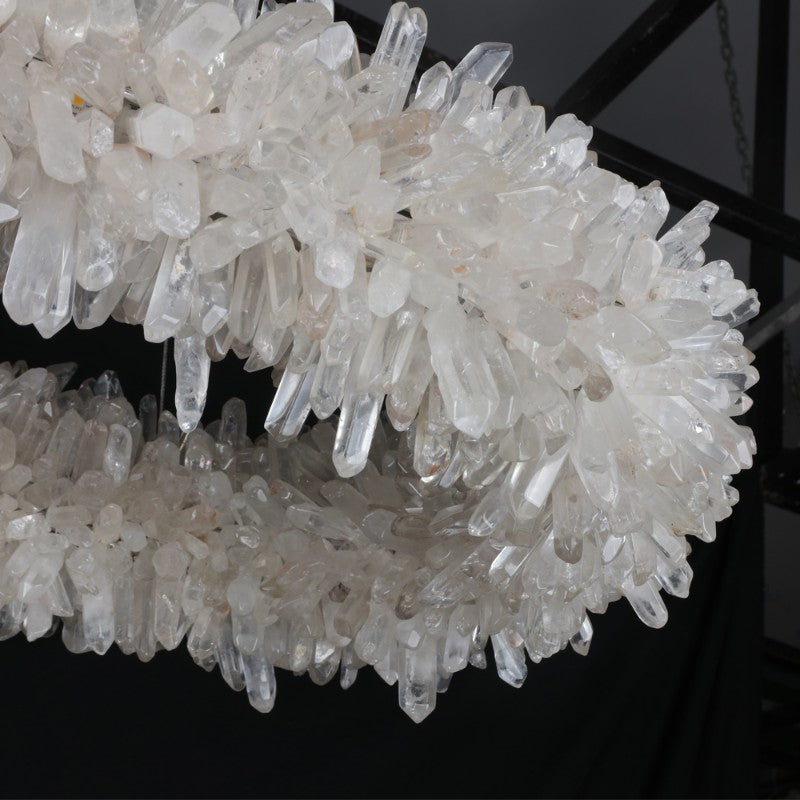 Cervine Oval Clear Geode Quartz Crystal Chandelier 47"