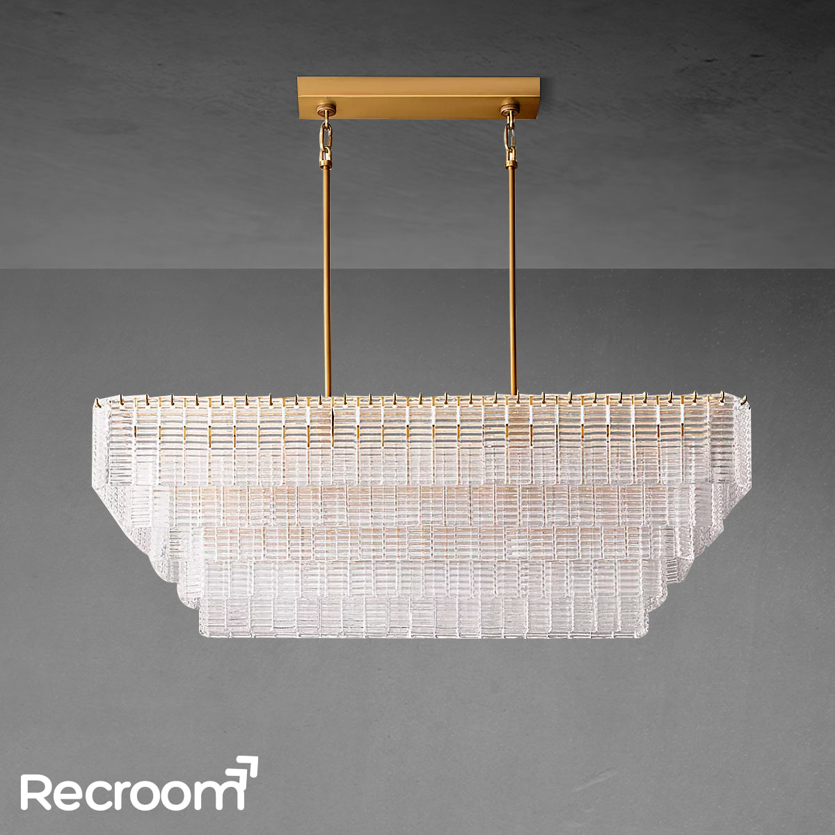 Sirena  Clear Glass Rectangular Chandelier 59"