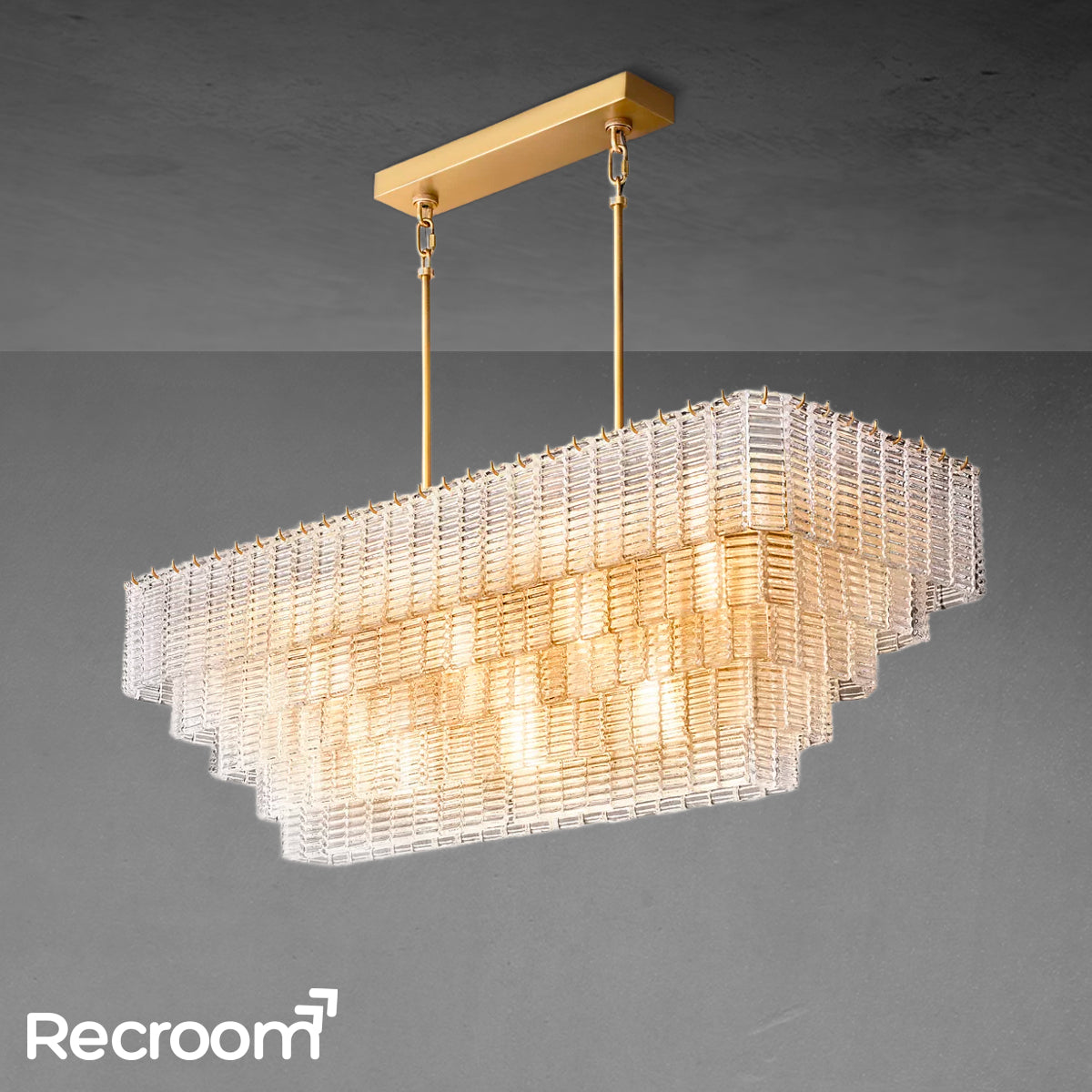 Sirena  Clear Glass Rectangular Chandelier 59"