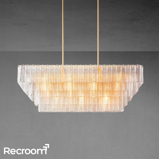 Sirena  Clear Glass Rectangular Chandelier 59"