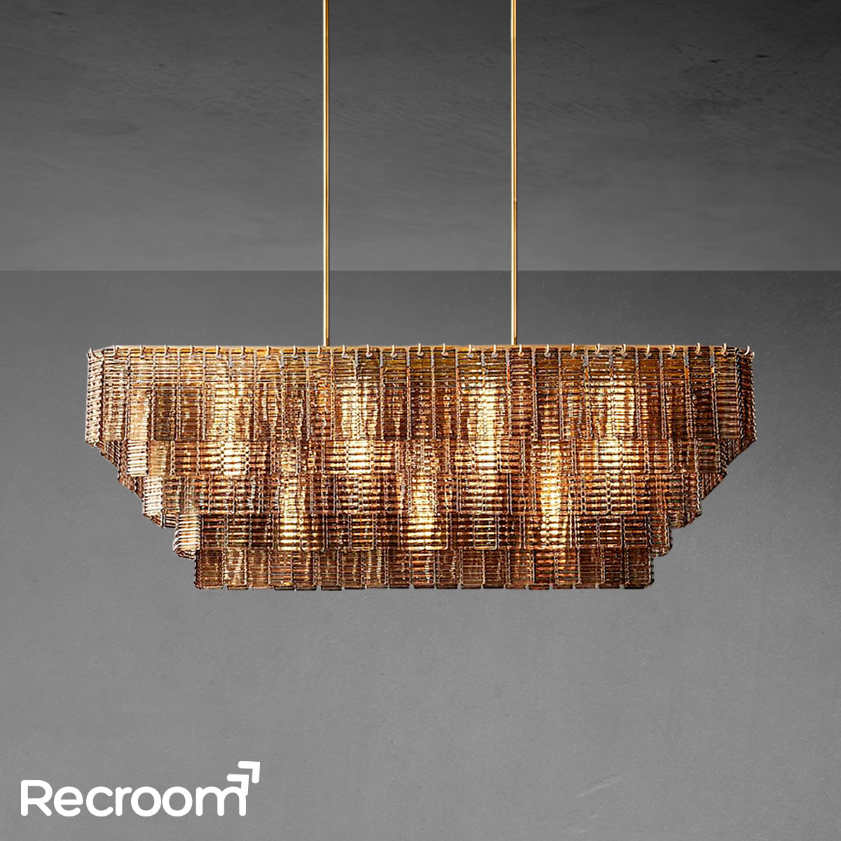 Sirena  Clear Glass Rectangular Chandelier 59"