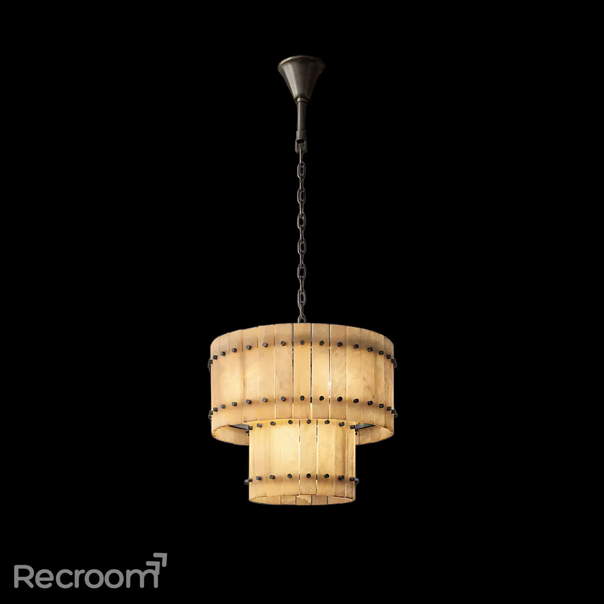 San Marconer Alabaster Round Tiered Chandelier 22"