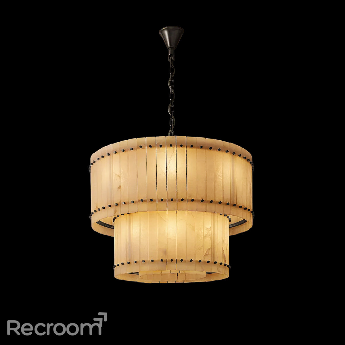 San Marconer Alabaster Round Tiered Chandelier 37"
