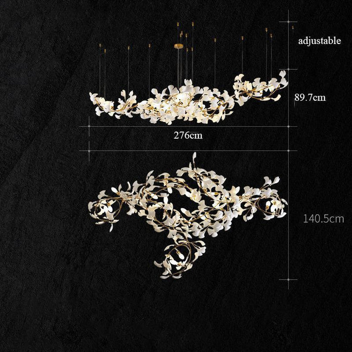 Modern Creative Ginkgo Ceramic Linear Chandelier