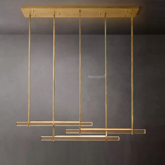 Auduben Crystal Triple Bar Linear Chandelier 60" 72"