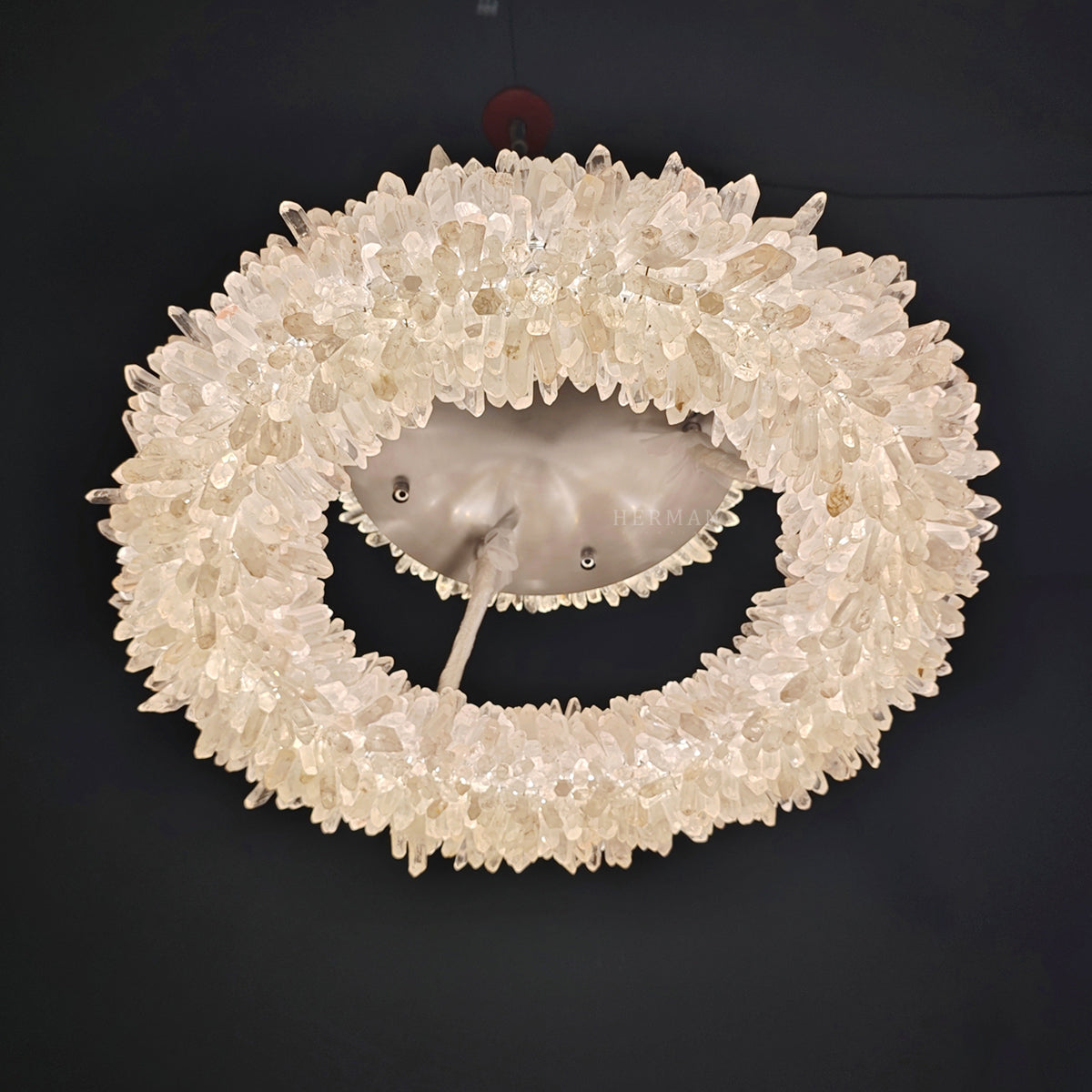 Cervine Round Clear Geode Quartz Crystal Ring Chandelier 24"