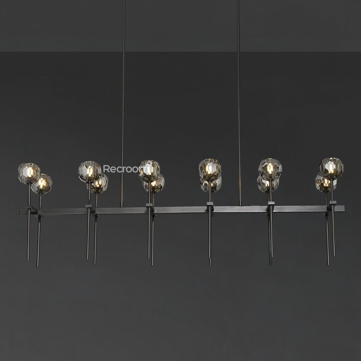 Boulew Crystal Glass Double Linear Chandelier 60"