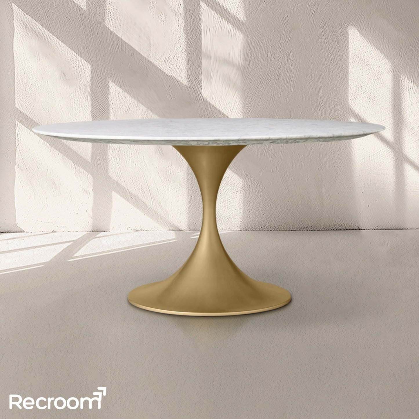 San Germani Round Stone Dining Table with Launette Base