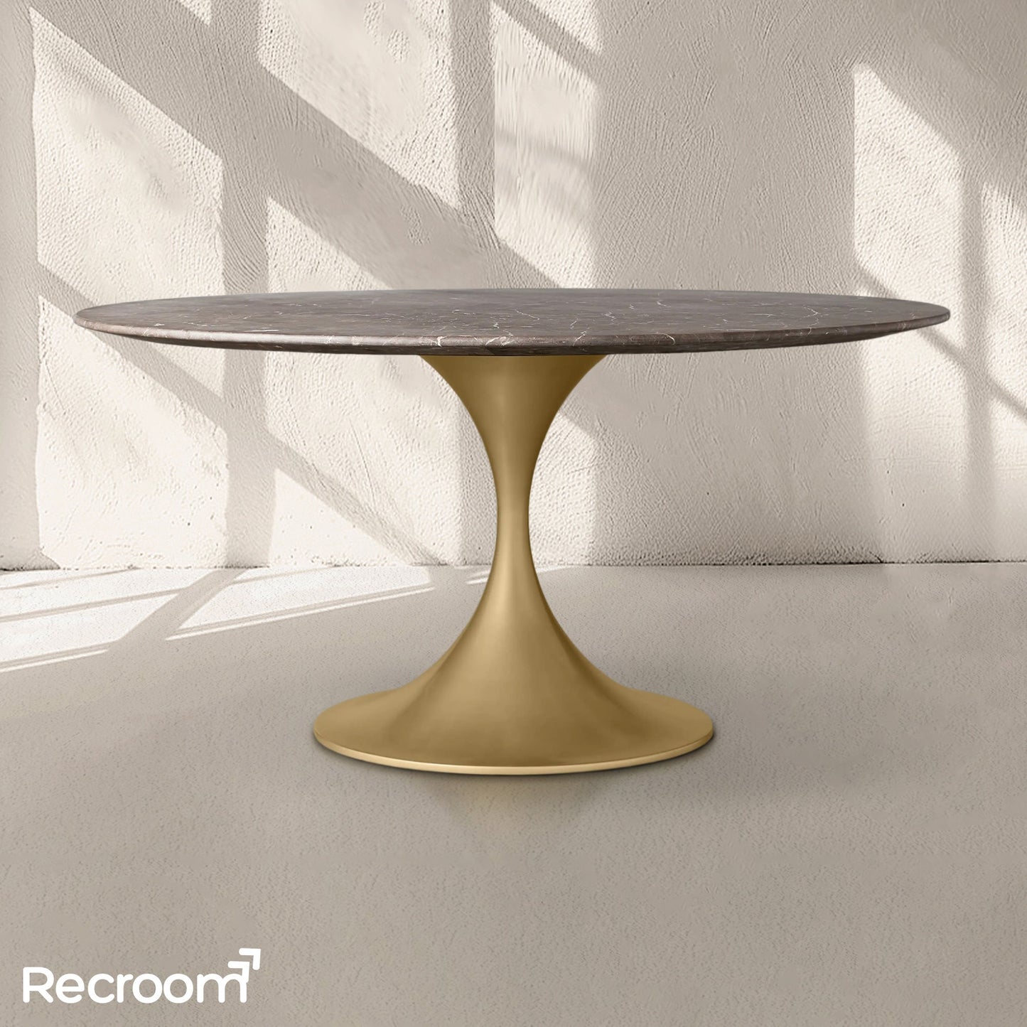 San Germani Round Stone Dining Table with Launette Base