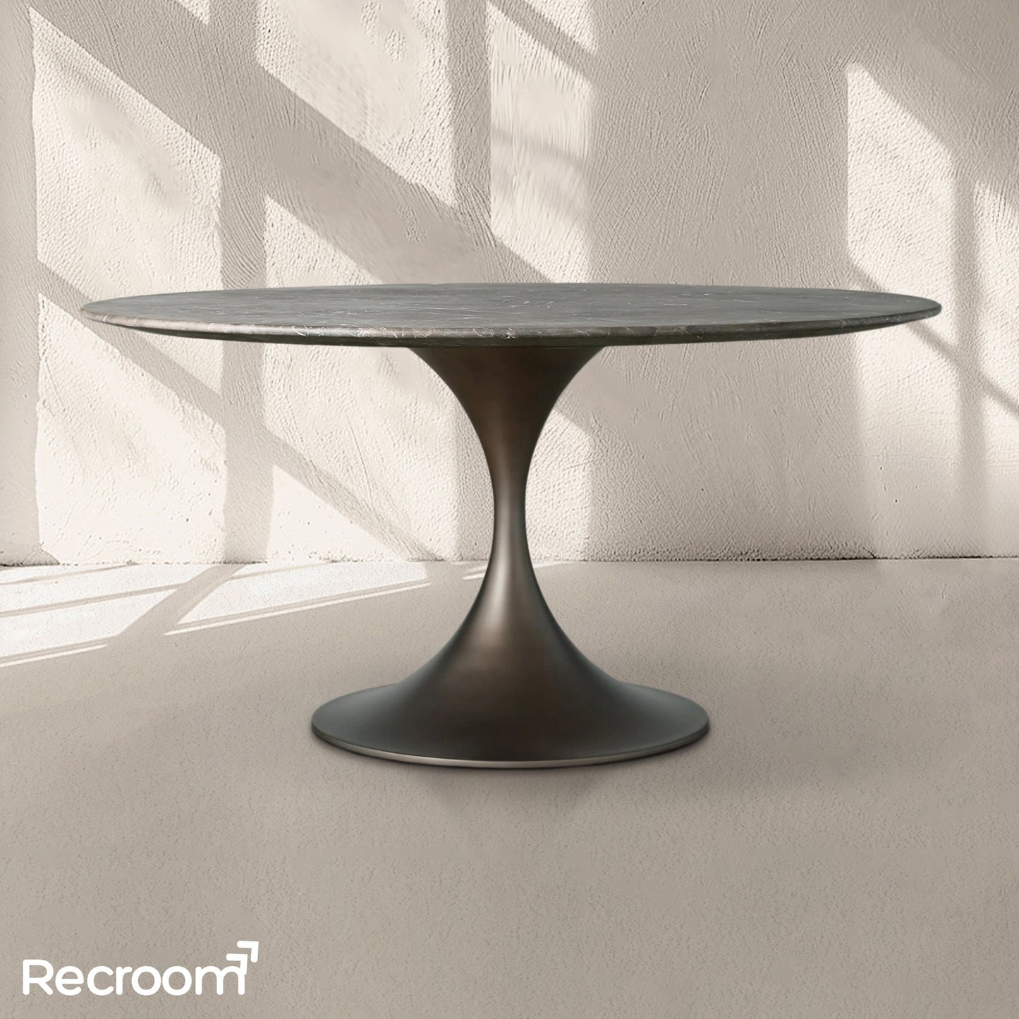 San Germani Round Stone Dining Table with Launette Base