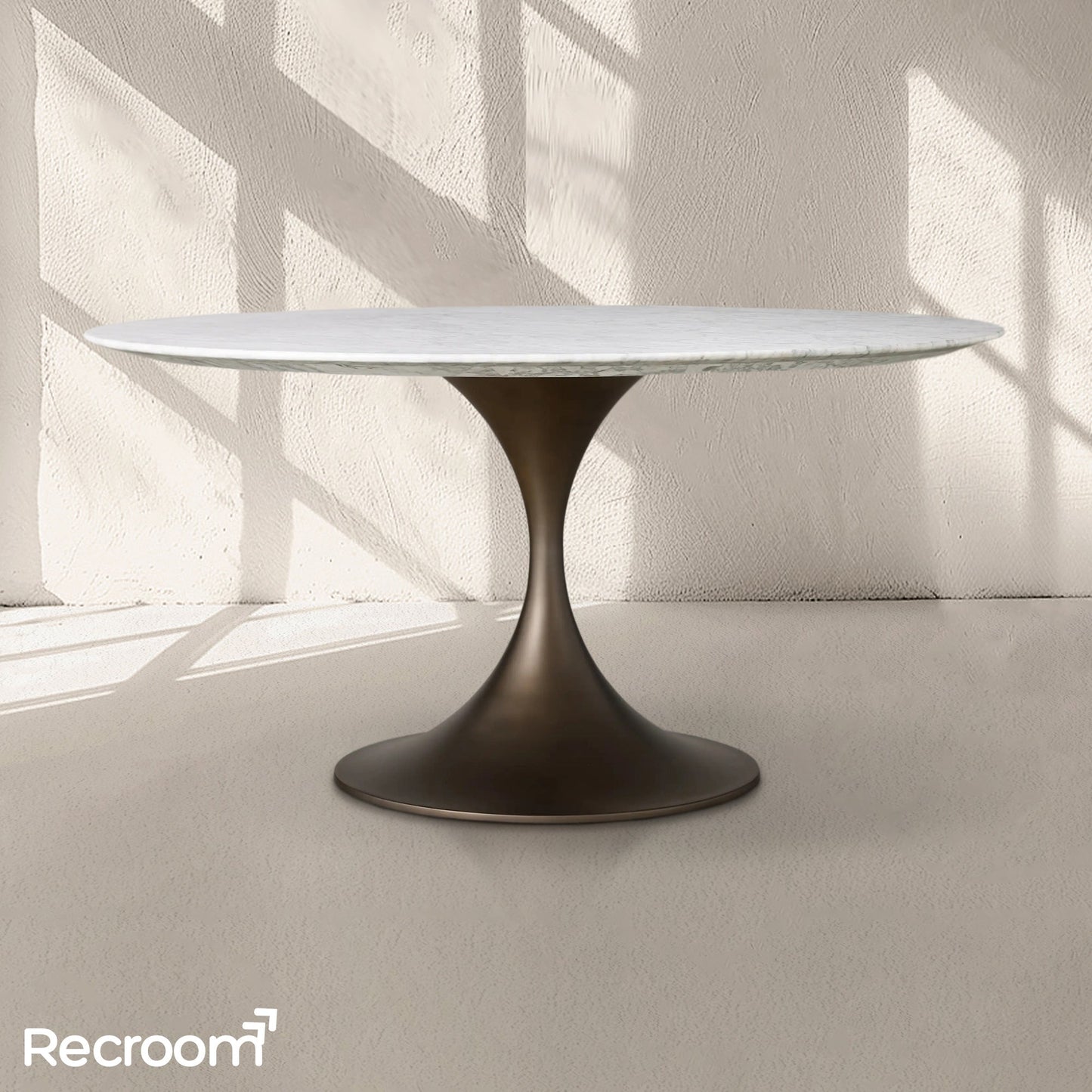 San Germani Round Stone Dining Table with Launette Base