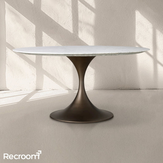 San Germani Round Stone Dining Table with Launette Base