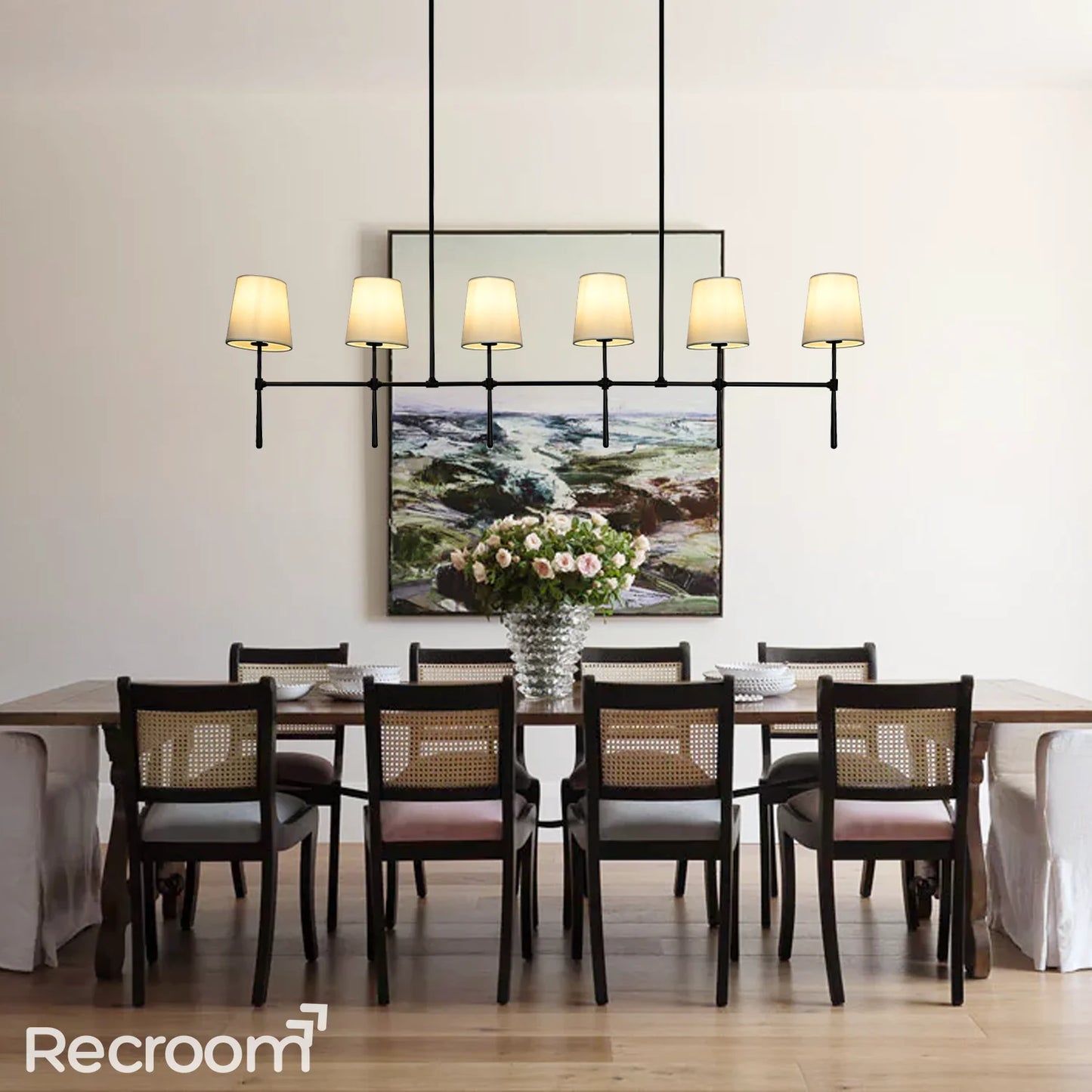 Art Fabric Lamp Shade Rhodes Linear Chandelier