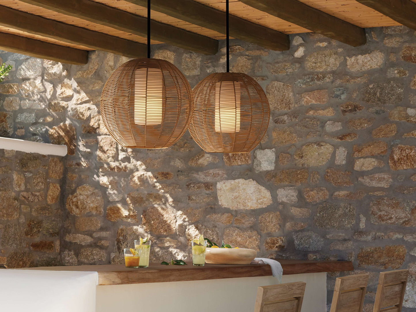 Cohen Globe Wicker Outdoor Pendant 20''D