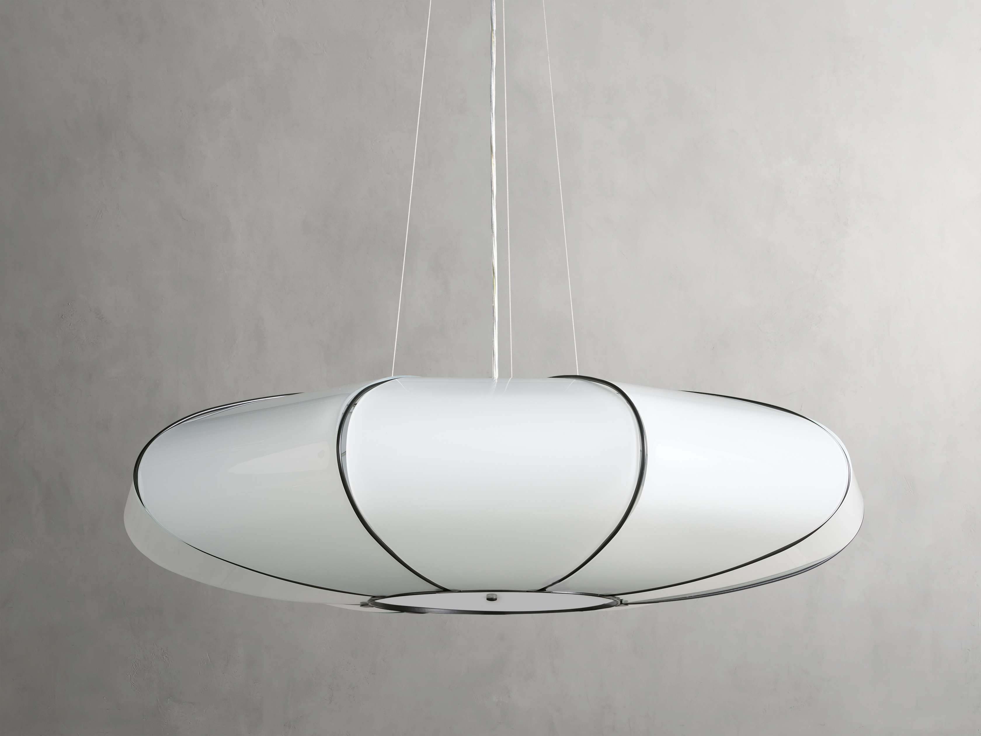 Nuvola White Milk Glass Chandelier 30''D