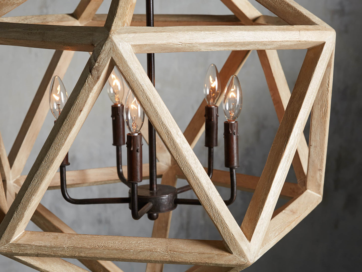 Wooden Geode Chandelier in Natural