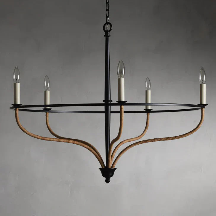 Rosalind Rattan Chandelier in Black