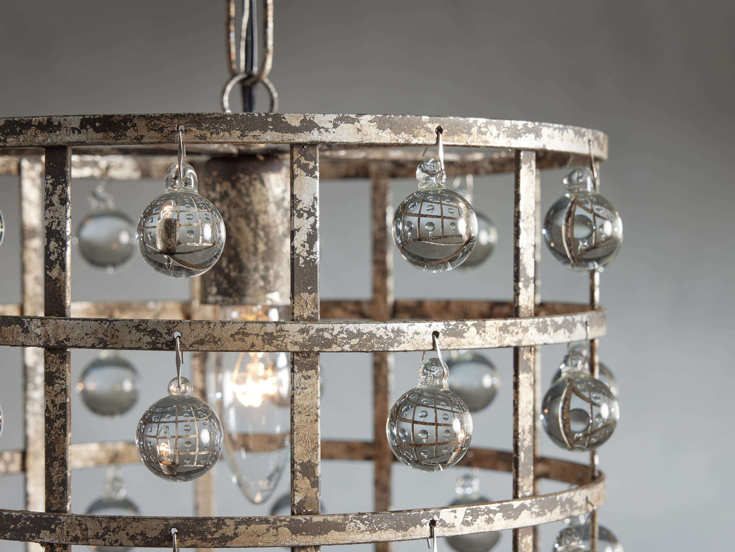 La Cage 12" Pendant in Silver Clay