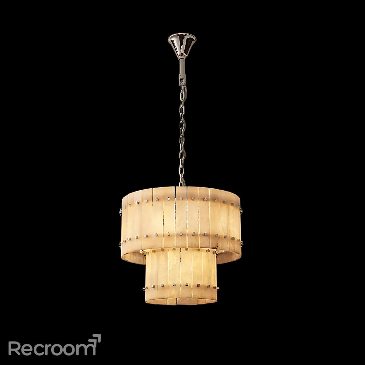 San Marconer Alabaster Round Tiered Chandelier 22"